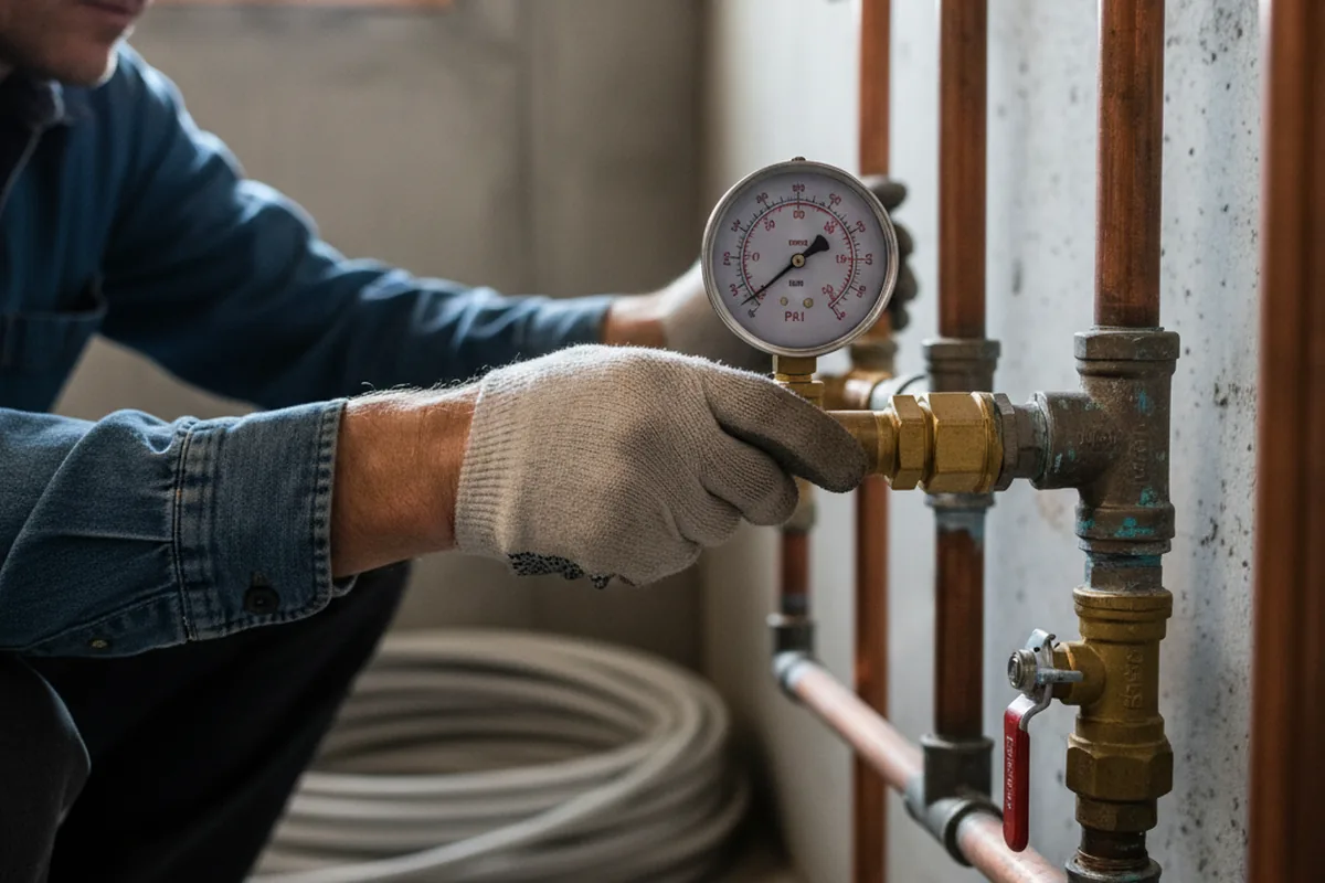 Pressure testing a repaired line during Water Line Repair in Scappoose